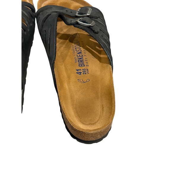 Birkenstock Black Leather Strappy Comfort Soft Footbed Sandals Women Size 10 - Picture 4 of 5
